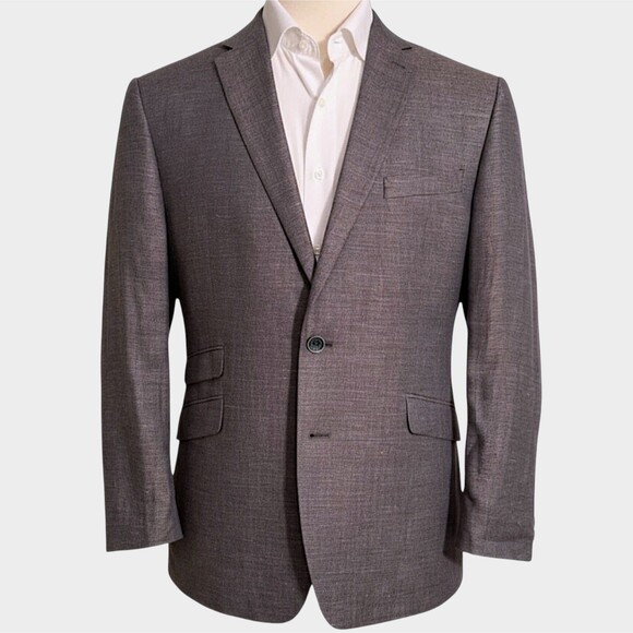 Joseph Abboud Men’s Blazer Sport Coat Two Button Jacket 48R Linen Brown Slim fit
